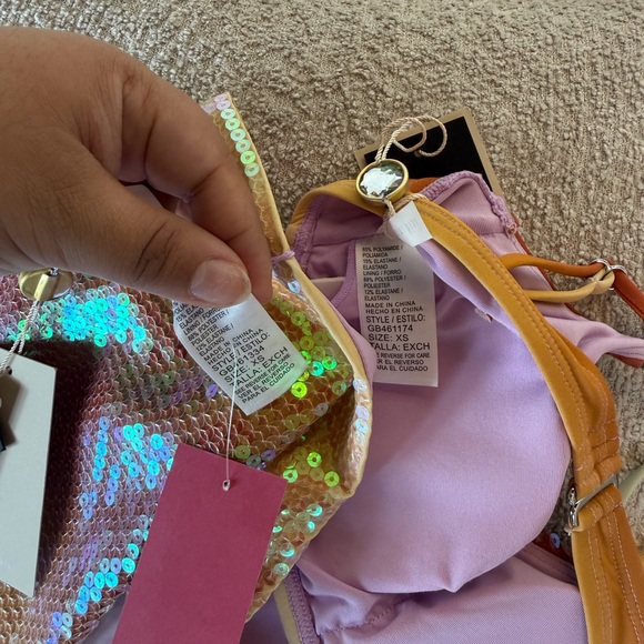 Gianni Bini x Dannijo Iridescent Orange Sequin Two-Piece Bikini - Picture 5 of 6